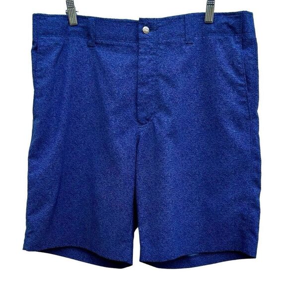 Callaway Shorts Men’s Sz 36 Blue with Black Tweed Flat Front Deep Front Pockets - Picture 1 of 11